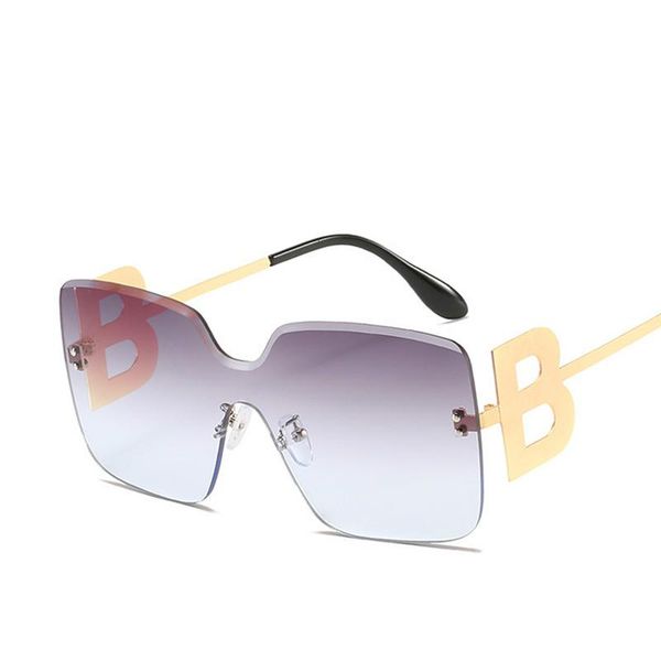 

sunglasses 2021 oversized gradient women fashion rimless square metal female men sun glasses, White;black