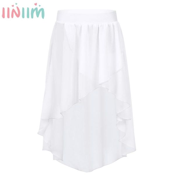 

skirts iiniim kids girls high-low elastic waistband chiffon skirt for ballet jazz dance studio practice performance tutu