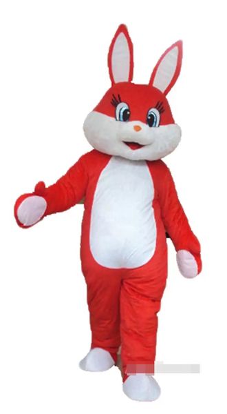 Halloween branco e vermelho coelho mascote trajes de Natal vestido de festa de festa de desenho animado personagem outfit terno adultos tamanho carnaval páscoa publicidade tema roupas