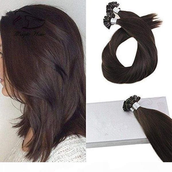 

evermagic selling u tip keratin remy brazilian human hair extension darkest brown 2#color, Black