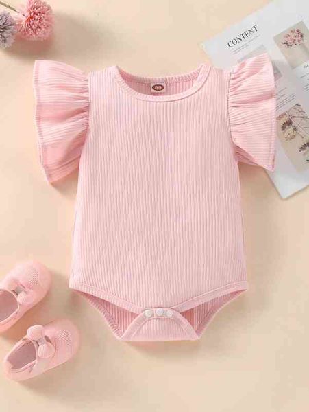 

baby ribbed knit butterfly sleeve bodysuit she, Blue
