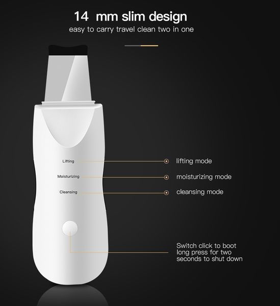 

usb professional ultrasonic facial skin scrubber ion deep face cleaning peeling rechargeable skin care device beauty instrument