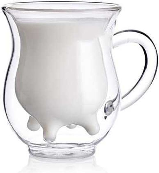 

double wall glass cup - creative cup cute calf insulated mugs thermo coffee milk cups creamer pitcher