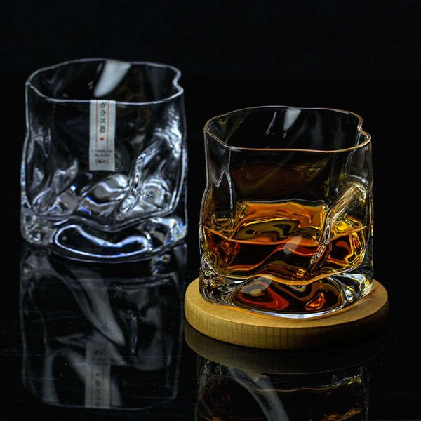

com art dign crumple whiskey tumbler glass irregular folds verre vodka cups personality brandy snifters iced whisky rock glass
