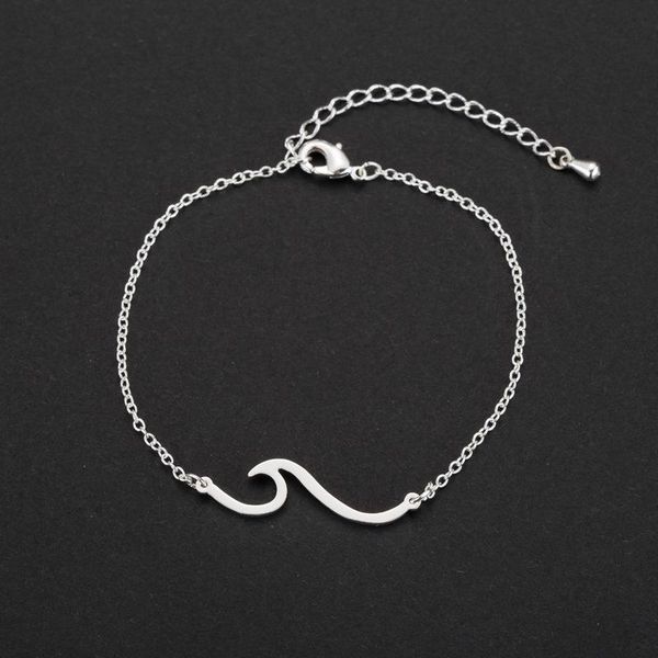 

link, chain wave braceletstainless steel wavy charm bracelets fashion jewelry for women silver rose gold color, Black