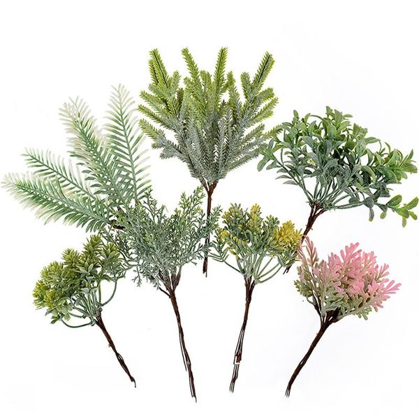 

decorative flowers & wreaths 6pcs artificial plants fake pine vases christmas decorations for home wedding diy gifts box wreath scrapbooking