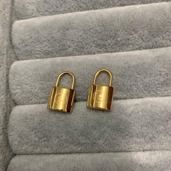 

easy chic dangle christmas gift never fading black lock love studs gold plated stainless steel earrings fashion mud drill drop oil stud wome, Silver