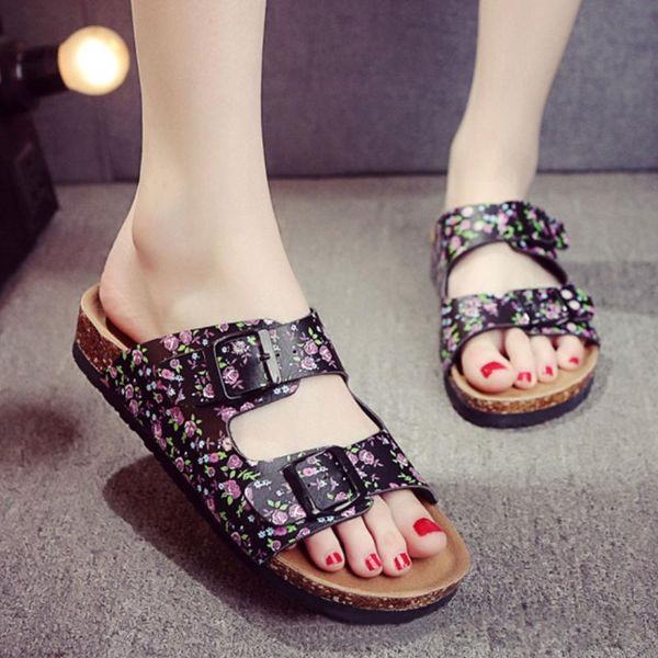 

sandals women fashion summer flat beach shoes promotion low price, Black