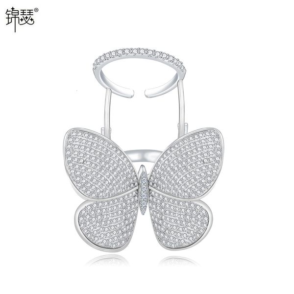 

925 sterling silverboutique zirconium diamond ring bee and butterfly love opening aaa zircon close set lady, Golden;silver