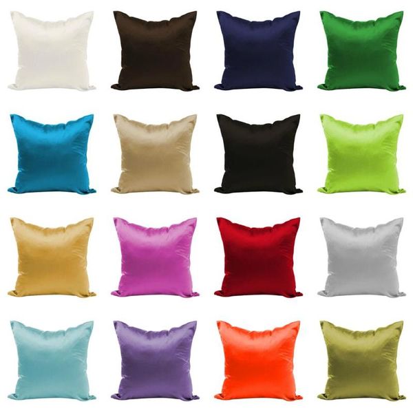

45*45cm multicolors square throw pillowcase silk satin cotton linen sofa cushion pillow cases cover home textile