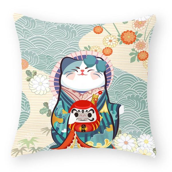 

chair covers japanese style cute lucky cat series peach skin pillowcase