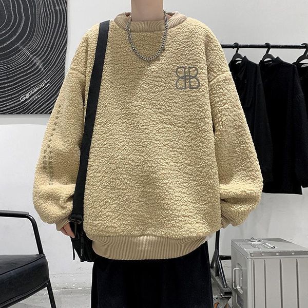 

men's hoodies & sweatshirts inxyz 2021 autumn winter fashion woolen sweatshirt solid color oversize casual thicken warm male pullover w, Black