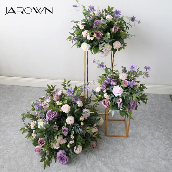 

decorative flowers & wreaths jarown wedding flower half ball centerpiece decor artificial purple silk party stage layout props customize