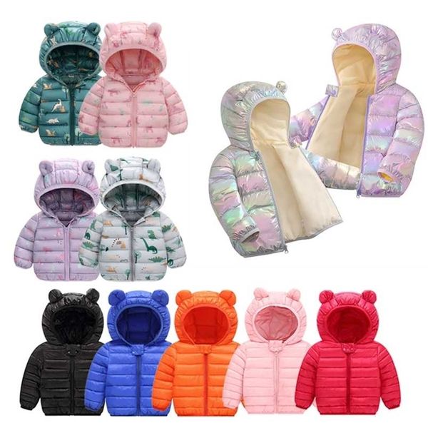 Neonate Piumini con cappuccio per bambini Cappotti Autunno Ragazzi Cartone animato Cappotto caldo Bambina con cerniera Capispalla 211203