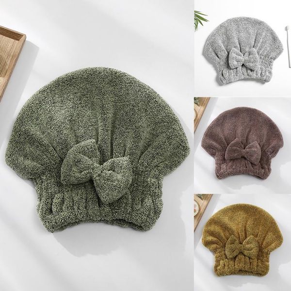 

pcs microfiber bathing quick dry hair cap turban wrap towel hat bathroom cute long hair-drying shower caps