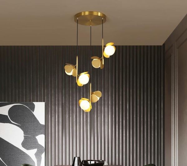 

pendant lamps dining room lights nordic creative brass flower-shaped table hanging modern art led for