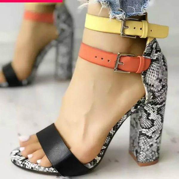 

women's ladies fashion mixed colors high heels buckle sandals casual shoes summer sandals women high heels women shoes, Black