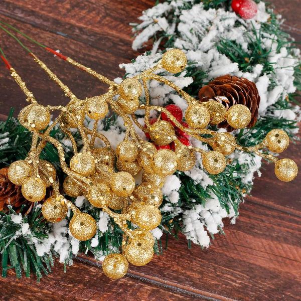 

christmas decorations 12pcs glitter berries stems artificial fruit berry picks holly twig fake foam decorative branch for xmas tree
