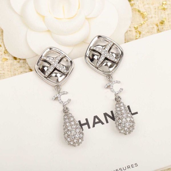 

luxury quality drop earring with diamond in two colors plated for women wedding jewelry gift have box stamp ps3219a, Golden