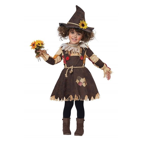 

halloween cosplay children's scarecrow costume and witches stage girls' 61 day costume, Black;red