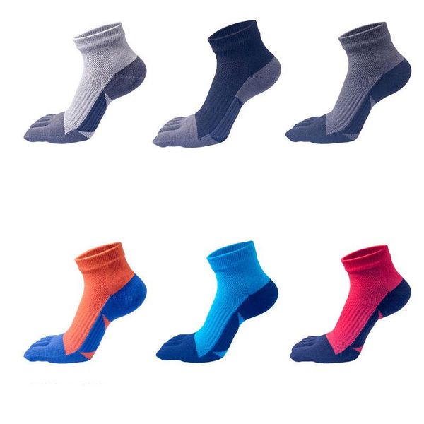 

sports socks five toe breathable deodorant sweat absorbent cotton for running cycling workout fitness sock, Black