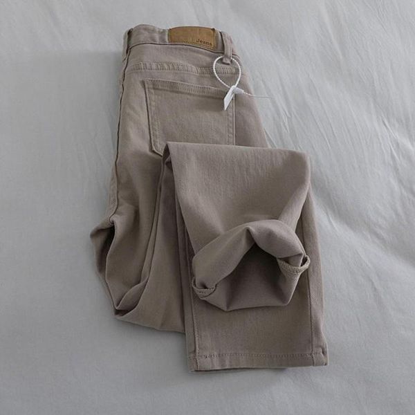 

women's jeans arrival spring autumn women all-matched cotton denim ankle-length pants loose casual button waist straight p06, Blue