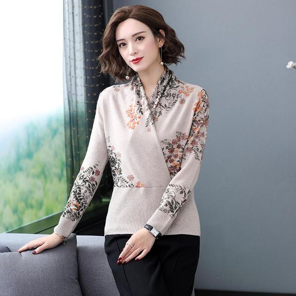 

women's sweaters women sweater vintage printing blouse winter autumn slim fit floral printed jumper pullovers knitwear, White;black