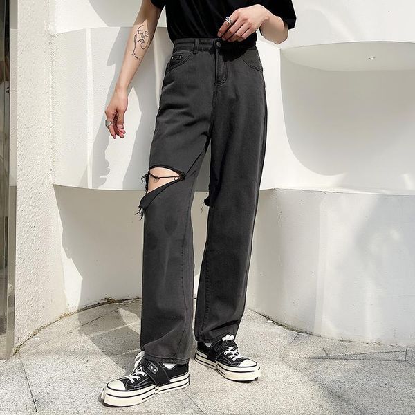 

men's jeans summer ripped fashion blue black casual straight men streetwear loose hip-hop hole denim trousers mens s-2xl