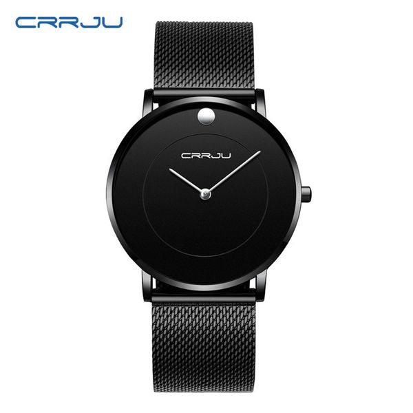 

crrju 2106 watches mens ultra thin business quartz slim watch men military waterproof dress mesh band wristwatch zegarek meski minimalist wi, Slivery;brown