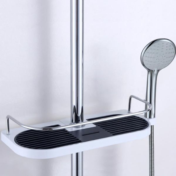 

bathroom shelves tray stand storage rack organizer anti bacteria rectangle shower shelf lifting rod shampoo soap holder
