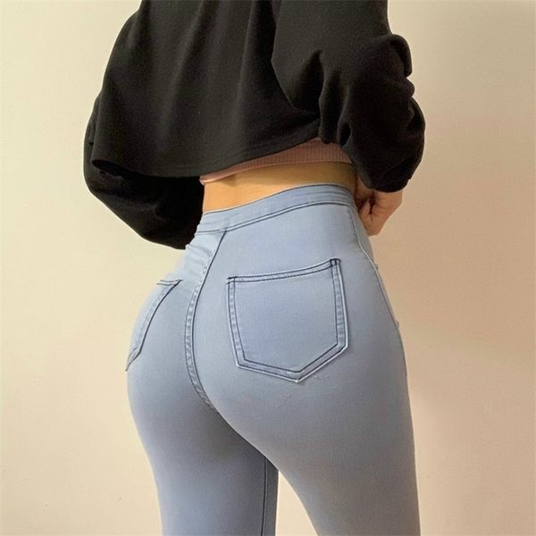 

slim jeans for women skinny high waist woman denim pencil pants stretch female trousers multi-size spring autumn 220310, Blue