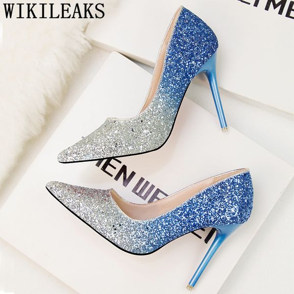 

glitter heels party shoes fashion heels ladies dress shoes extreme high heels luxury shoes women designers zapatos mujer 2020, Black