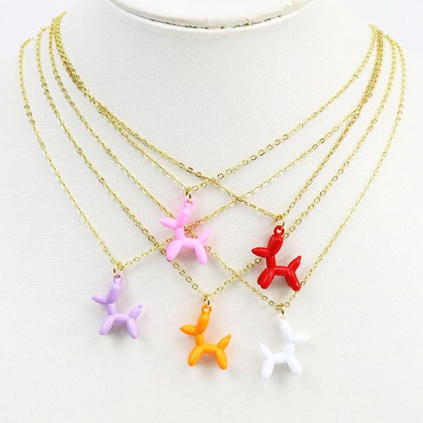 

pendant necklaces 10 pcs enamel balloon dog necklace cute tiny fashion jewelry design 8512, Silver