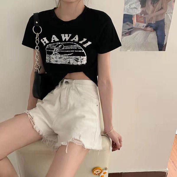 

women's shorts 2021 summer high waist button artificial leg jeans and casual loose blue,, White;black