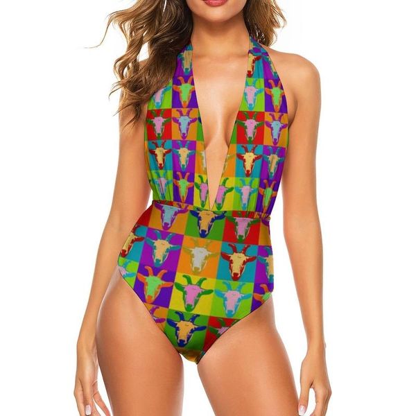 

one-piece suits goat swimsuit high cut kawaii festival swimwear female sale 1 piece bathing suit