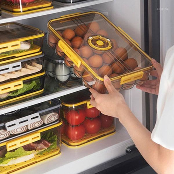 

storage bottles & jars 18/24 grid egg organizer box refrigerator food container transparent plastic tray kitchen product