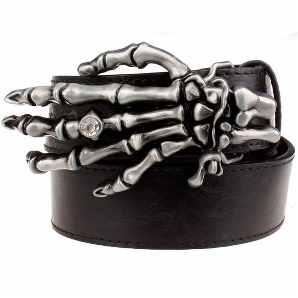 

2021 new personality trend metal buckle palm devil hand belts women decorative strap men belt hipster street hip hop qrfp, Black;brown