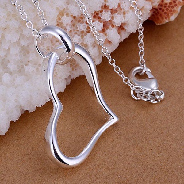 

pendant necklaces 925 sliver fashion jewelry heart necklace for women daily party accessories trendy wedding anniversary gift, Silver