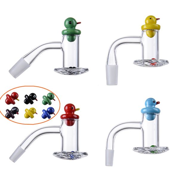 Mixer Spin Quarz Banger abgeschrägte Kante Raucherzubehör Ente Carb Cap Glas Ruby Pearls Banger 10 mm 14 mm Außengelenk BSQB01