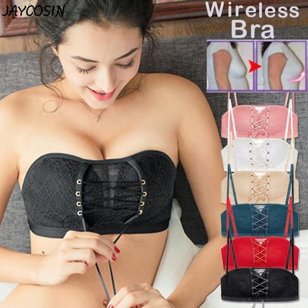 

women underwear lingerie strapless bra wire bra for wedding dress push up lace invisible brassiere tira underwear, Red;black
