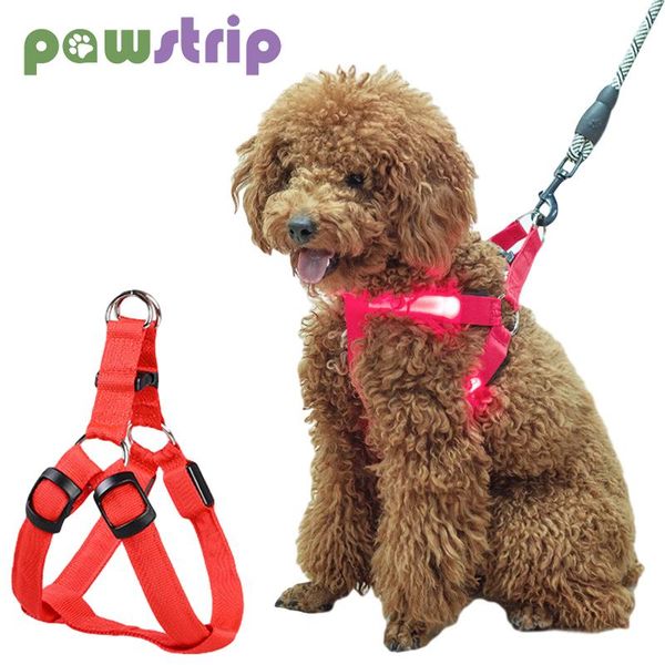 

dog collars & leashes led light leash harness adjustable pet safety dogs night walking medium and large collar