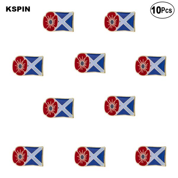 Flor Poppy Scotland Lapel Pin Flag Badge Broche Pins Emblemas 10pcs muito