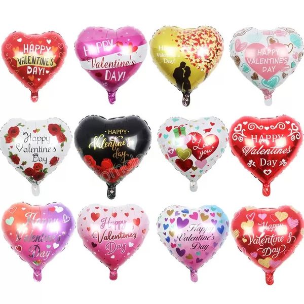 18 Zoll Happy Valentinstag Herzförmiger Ballon Aluminiumfolie Luftballons Partydekoration Hochzeitstag Decora