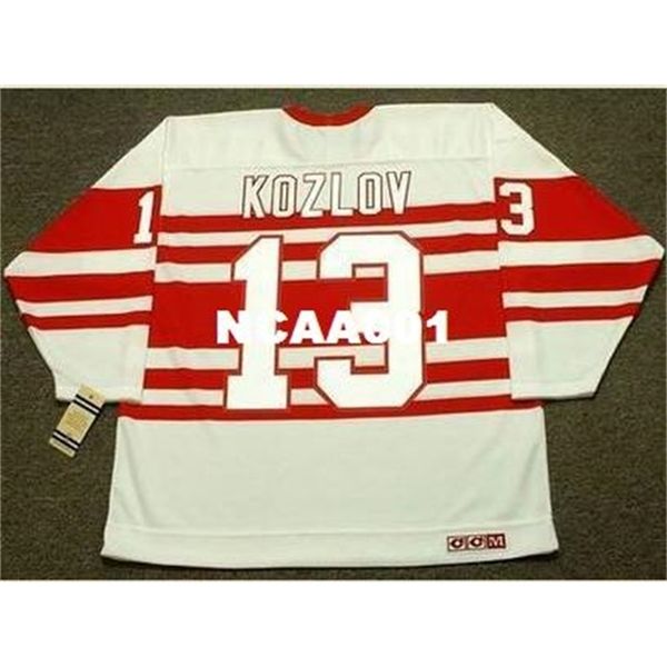 

668 #13 vyacheslav kozlov detroit red wings 1992 ccm vintage retro hockey jersey or custom any name or number retro jersey, Black