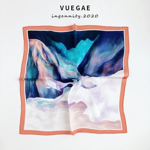 

scarves silk small square for women korean spring and autumn, Blue;gray