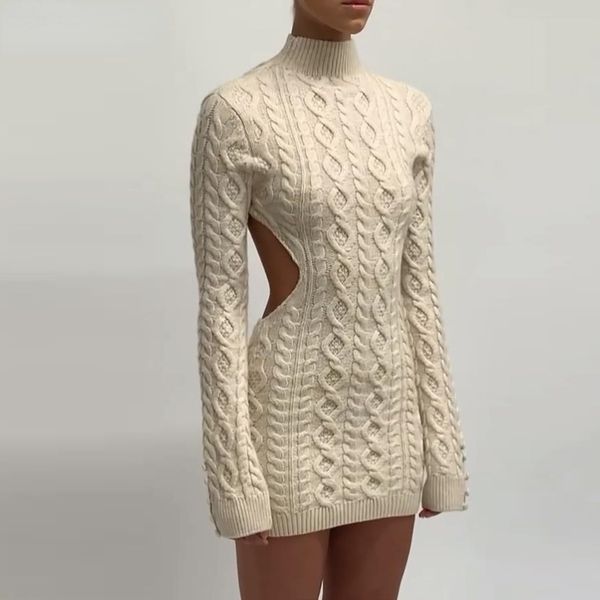 

autumn mini knit dress for women clothing basic backless wool fall winter luxurious christmas wear 2021 outfit, Black;gray