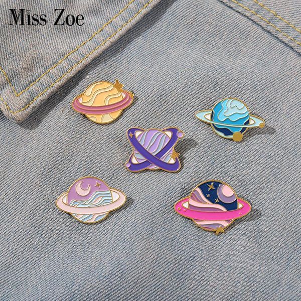 

pins, brooches planet enamel pin custom earth moon mercury badges for bag clothes cartoon playful universe jewelry gift kid, Gray
