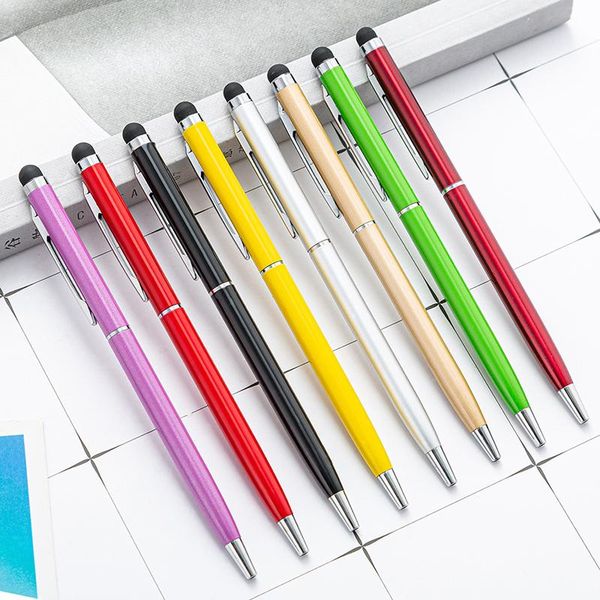 

ballpoint pens 50pcs metal capacitance pen aluminum rod touch screen head mobile phone ball point gift wholesale, Blue;orange
