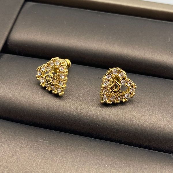 

2021 heart shape with diamond stud earring women wedding jewelry gift with box ps4275, Golden