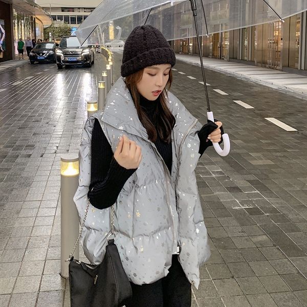 

vests cotton et women's winter korean version loose outer wear thickened stand collar short vt et, Black;white